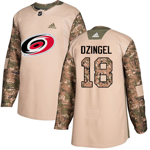 Adidas Hurricanes #18 Ryan Dzingel Camo Authentic 2017 Veterans Day Stitched Youth NHL Jersey
